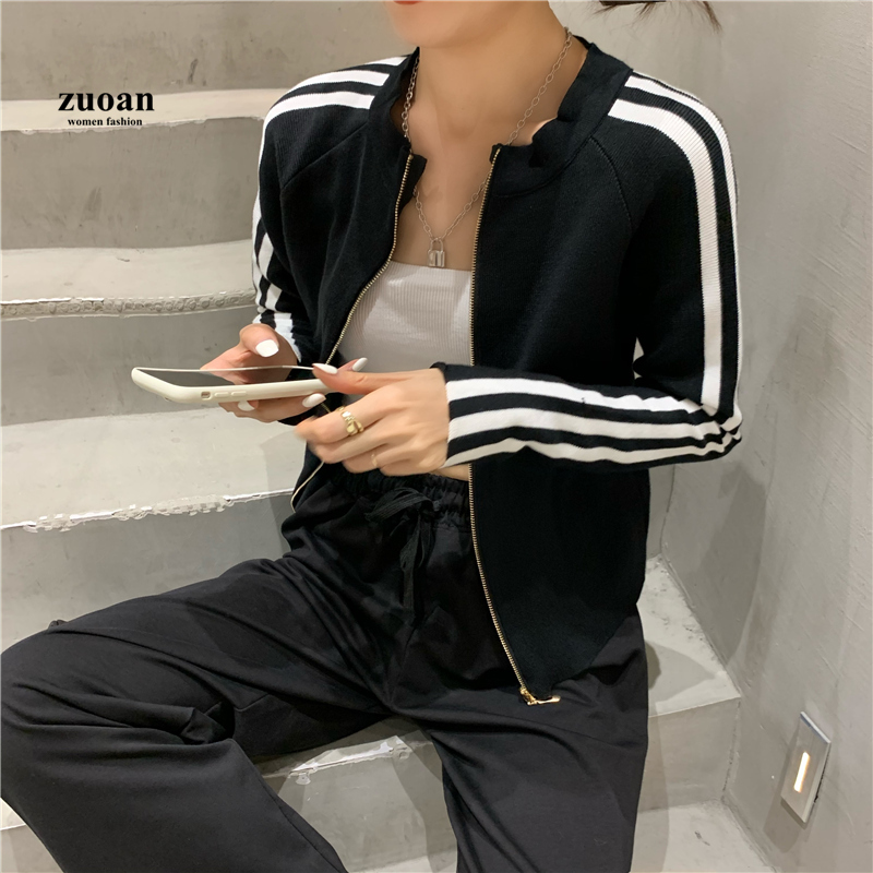 SUXI Áo Khoác Cardigan Dệt Kim Tay Dài Phối Khoá Kéo Thời Trang Mùa Thu