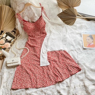 Set đầm hoa khoác len 10770