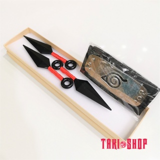 Bộ 4 Món: 3 Phi Tiêu Nhựa Kunai Naruto (Dây Đỏ) - Băng Trán Làng Lá