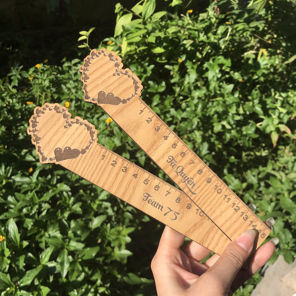Thước gỗ khắc theo tên và hình theo yêu cầu - Dụng cụ học tập - Giá sập sàn