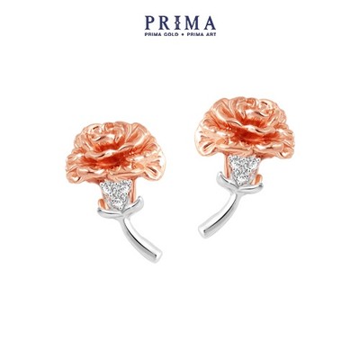 PRIMA Bông Tai Kim Cương -  9K - Hoa Cẩm Chướng Tháng 1 - BST Birth Flower - 991E1383