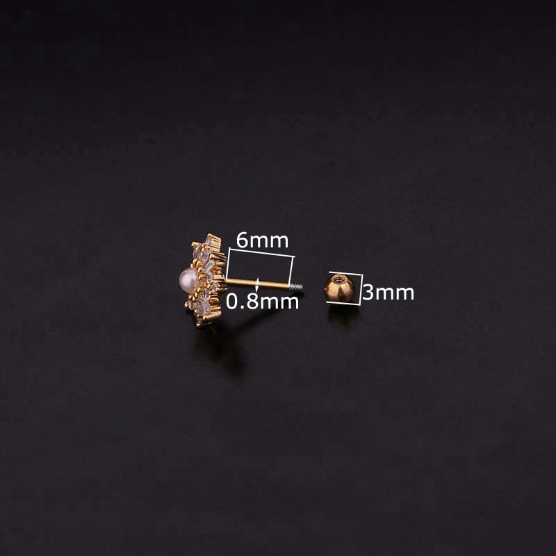 1 Khuyên tai thép không gỉ nhiều màu sắc 6mm 20g
