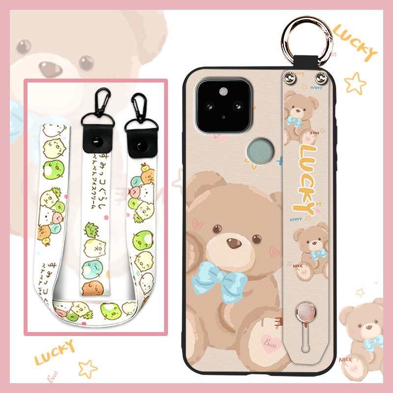 Original Waterproof Phone Case For Google Pixel 5 ring sunflower Wrist Strap Back Cover Soft Silicone