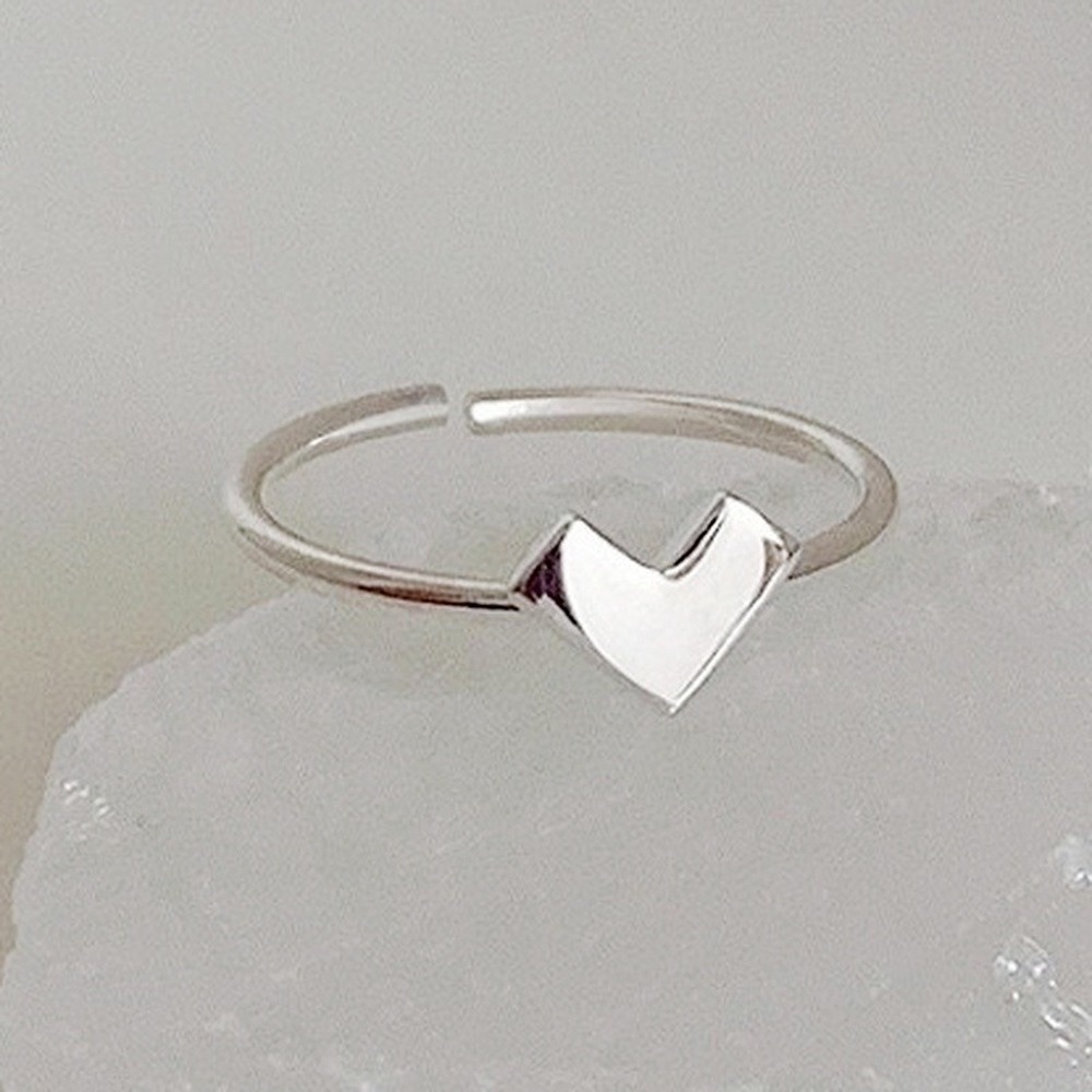 Bộ Nhẫn Hở Hình Trái Tim Rỗng Dễ Thương Có Thể Điều Chỉnh Thời Trang Cho Nữ