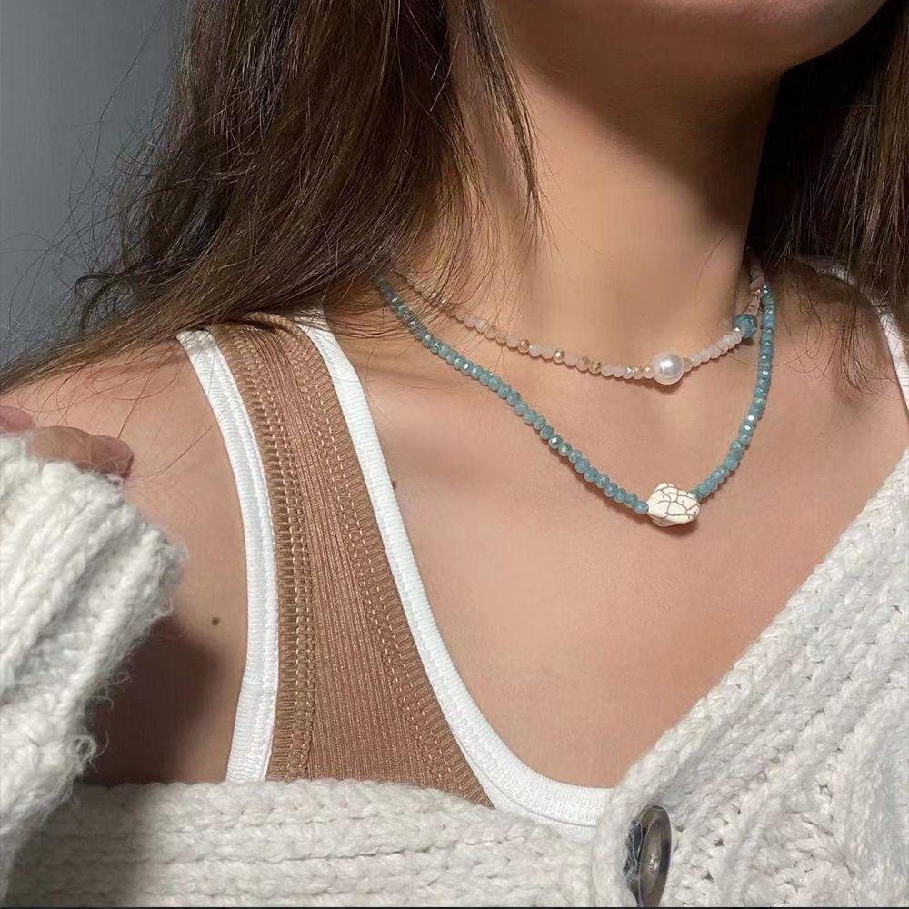 Vòng cổ Hai Lớp Đính Ngọc Trai Thời Trang Dành Cho Nữ|Vòng cổ Thời Trang Xinh Xắn Cho Nữ