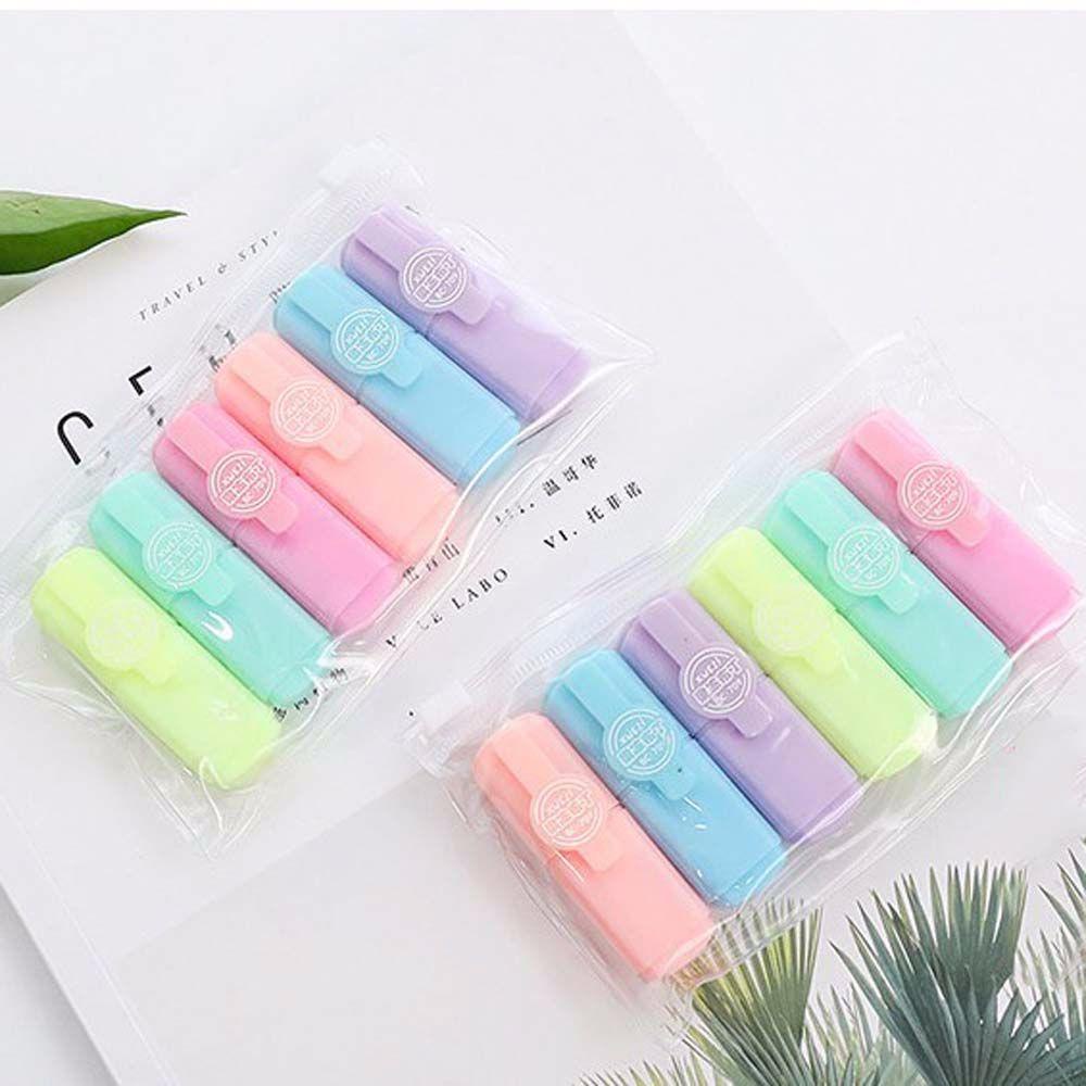 Aaron1 set 6 Bút Đánh Dấu Bắt Sáng Hình Viên Thuốc Vitamin C Dành Cho Học Sinh