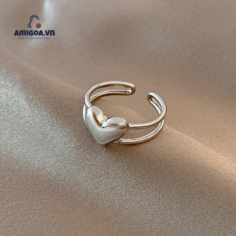 ✨✨Nhẫn Hở Bằng Kim Loại Hình Trái Tim Có Thể Điều Chỉnh Thời Trang Cho Nữ