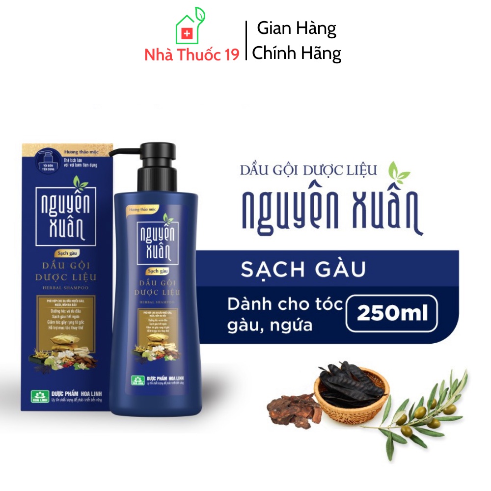 Dầu gội dược liệu Nguyên Xuân Sạch Gàu Xanh Lam 250ml Giúp tóc sạch gàu, hết ngứa mà vẫn mềm mại, suôn mượt, bồng bềnh