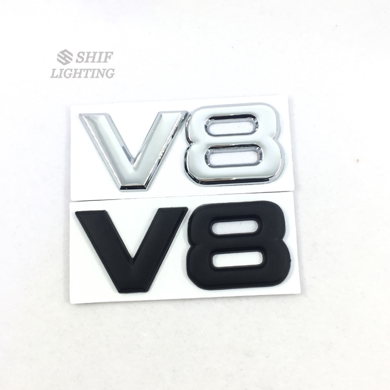 Logo kim loại V8 dán trang trí xe hơi
