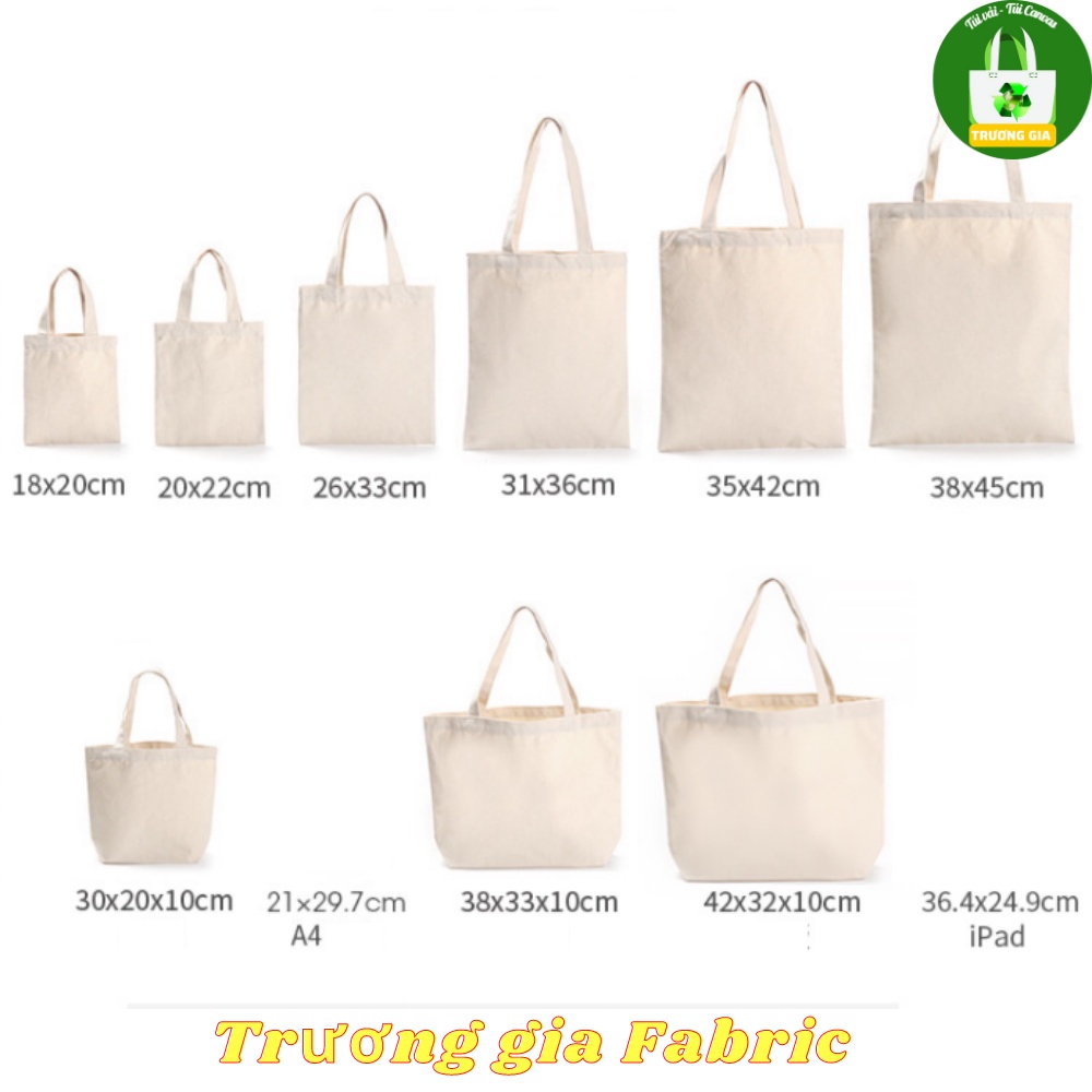 Túi vải Tote Canvas Màu Đen Trắng Và Be kích thước lựa chọn