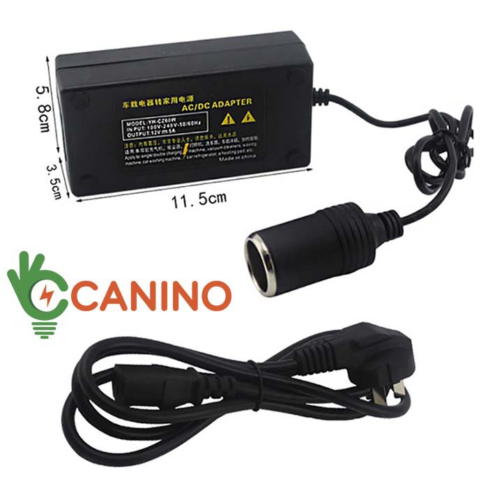 [ GÍA HỦY DIỆT ] Adapter đổi nguồn từ 220VAC sang 12VDC-5A-60W cắm tẩu châm thuốc ô tô