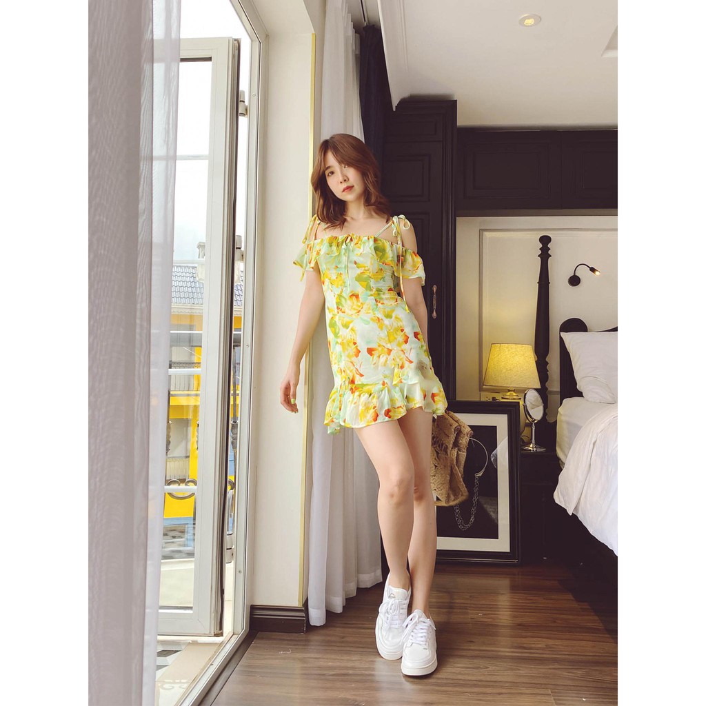Đầm dây hoa vàng xanh Sora Dress Gem Clothing SP0060247