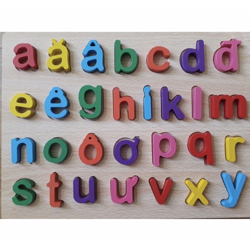 Bảng gỗ nổi chữ cái Tiếng Việt, Tiếng Anh, chữ số cho bé phát triển tư duy, kích thước 30x22cm