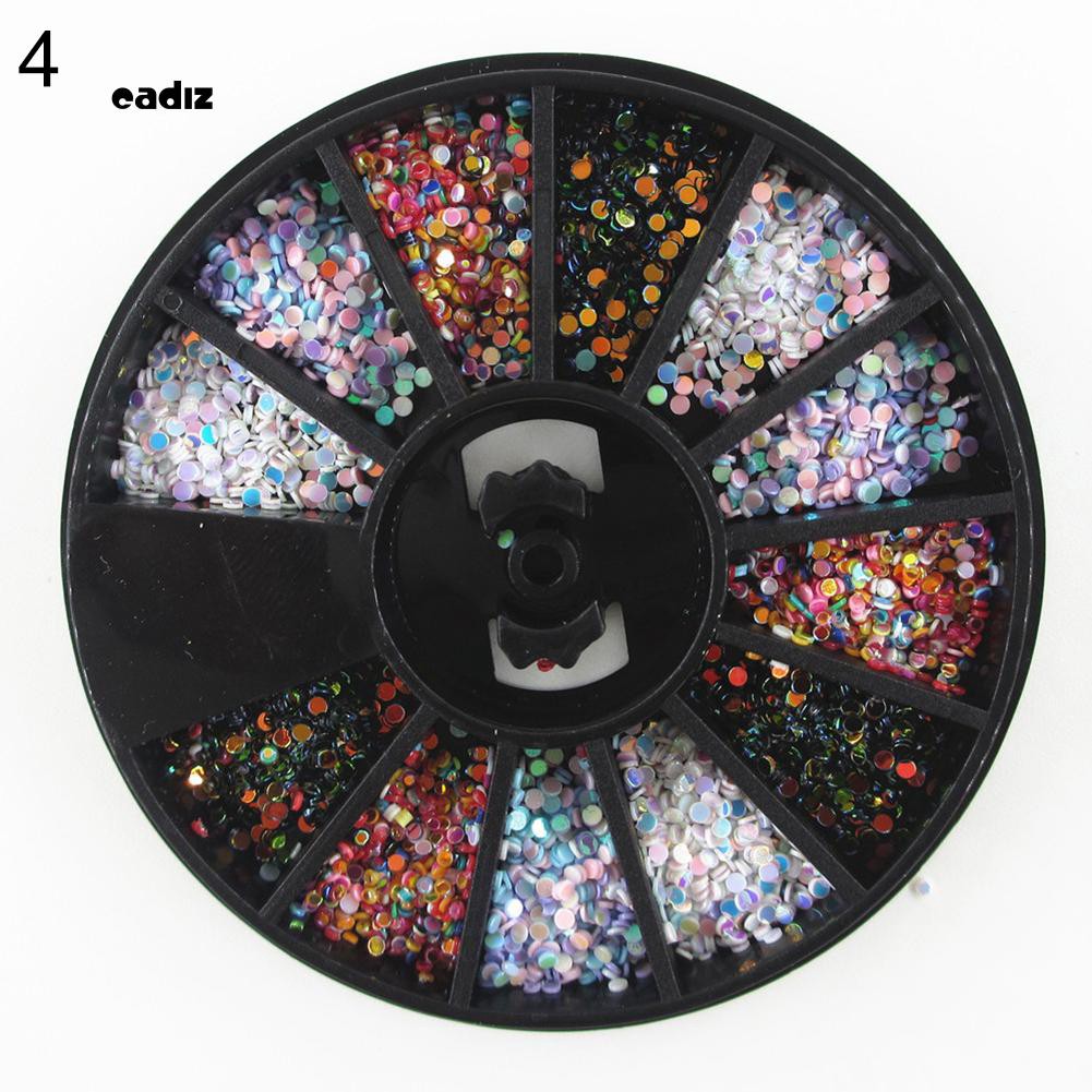 [Hàng mới về] Hộp hình bánh xe đựng đá trang trí móng tay nghệ thuật tự hoàn thiện tiện dụng 1mm