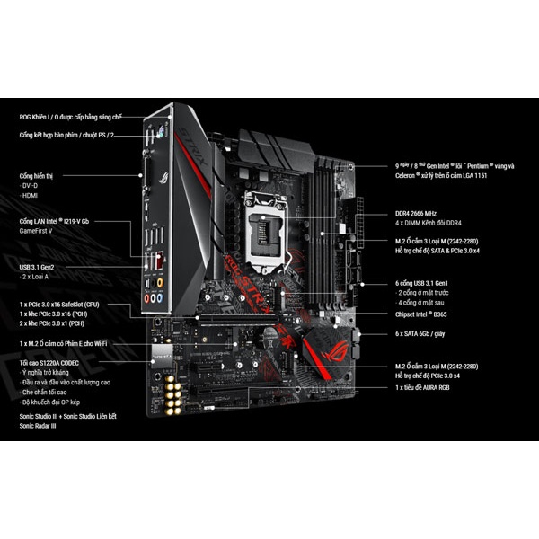 Mainboard Asus ROG Strix B365-G Gaming-GIÁ ĐANG GIẢM