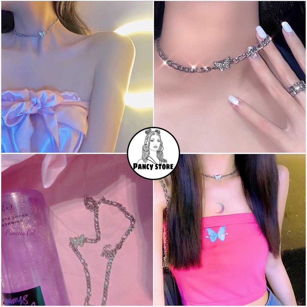 vòng cổ choker hình bướm đính kim