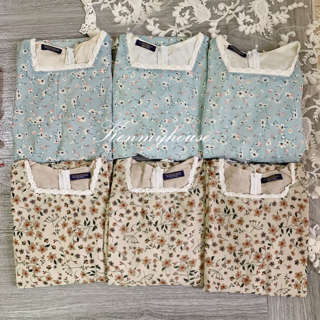 Đầm hoa cổ vuông viền ren cộc tay 🌸( hình thật) | BigBuy360 - bigbuy360.vn