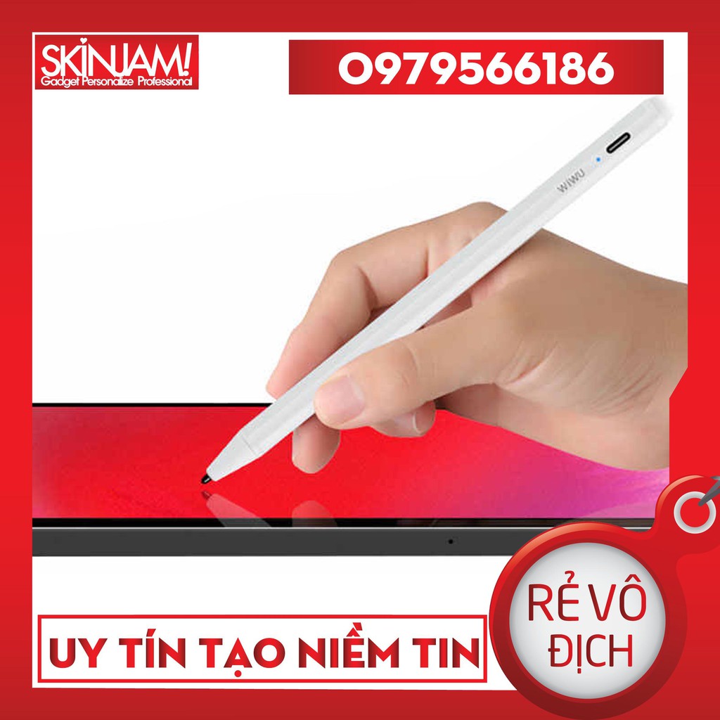 Bút Cảm Ứng WiWu Pencil Pro Cho iP Viết Vẽ Nghiêng Hơn 60 Độ, Chống Tì Tay, Hít Vào Ip Hàng Chính Hãng Wiwu