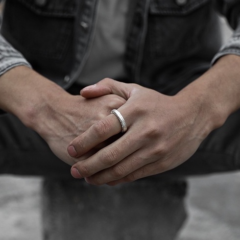 Nhẫn Nam Thiết kế ban đầu Mạ bạc Làm bằng tay Cổ điển Màu bạc Quà tặng Tia chớp Làm như cũ NH-227