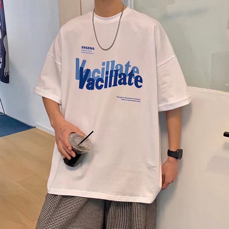 Áo Thun Dáng Rộng In Chữ Phong Cách Hip Hop Hàn Quốc Thời Trang Mùa Hè Cho Nam Và Nữ size M-8XL