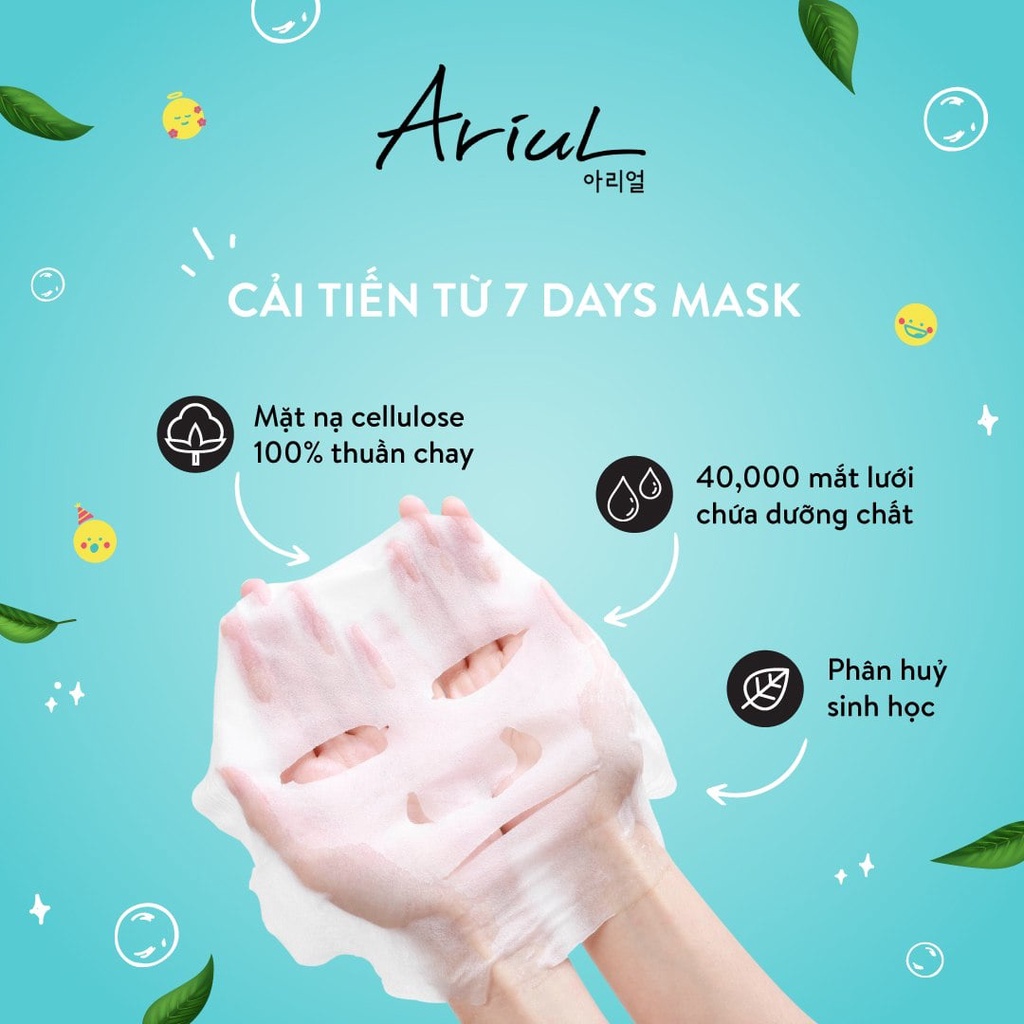 Combo 10 mặt nạ ARIUL 7 DAYS MASK Tràm trà TEA TREE + M (Madecassoside) 23ml