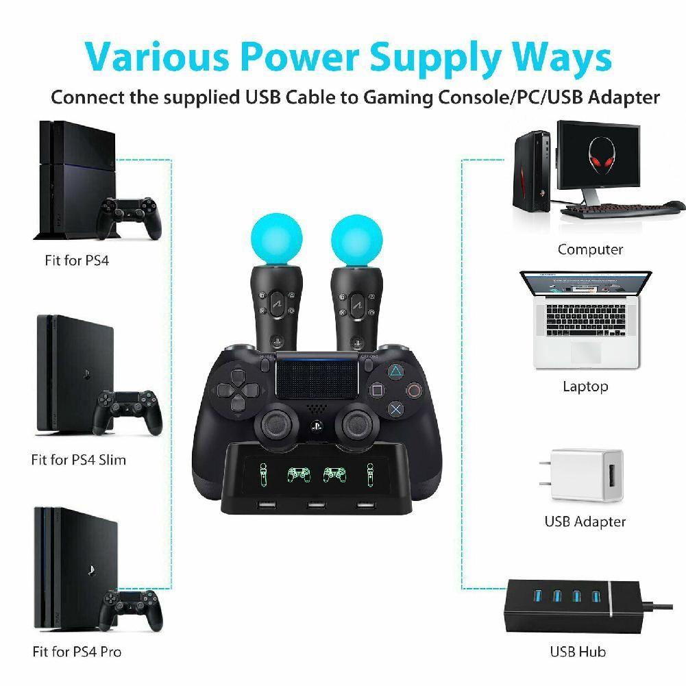 BTLIMER Đế Sạc 4 Trong 1 Cho Tay Cầm Chơi Game Playstation PS4