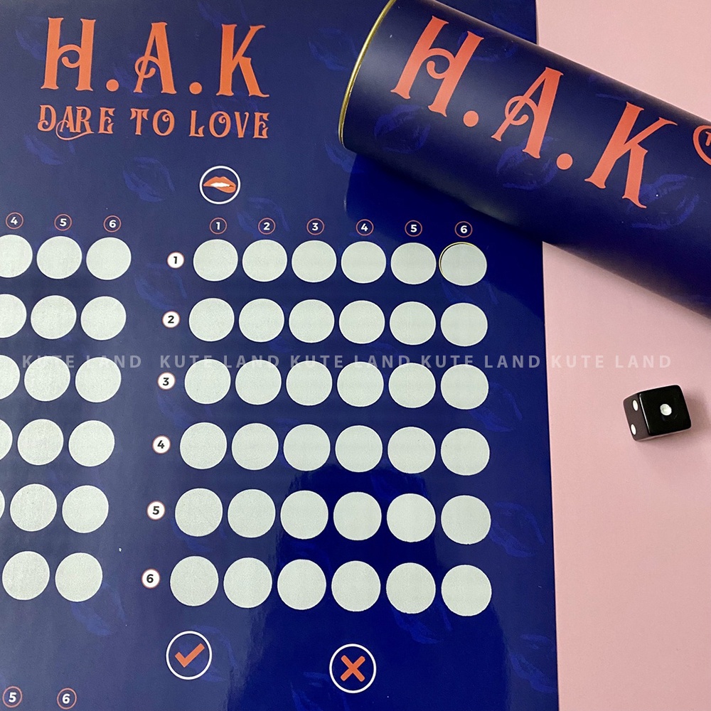 [Che Tên] Bảng Drinking Game Cặp Đôi HAK LOVE Dạo Đầu Tình Yêu Làm Nóng Bầu Không Khí Lãng Mạn Cho Cặp Đôi TM-C-HAK