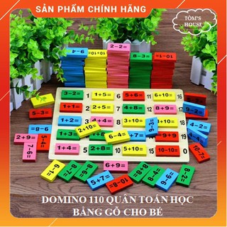 Bộ đồ chơi gỗ domino 110 quân toán học cho bé