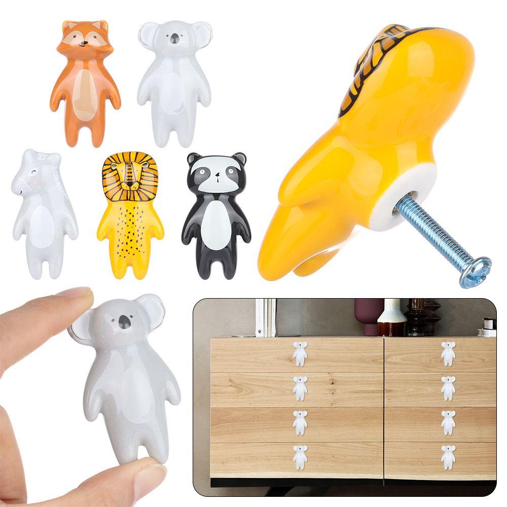 Tay Nắm Cửa Tủ Bằng Sứ Hình Gấu Hoạt Hình Dễ Thương