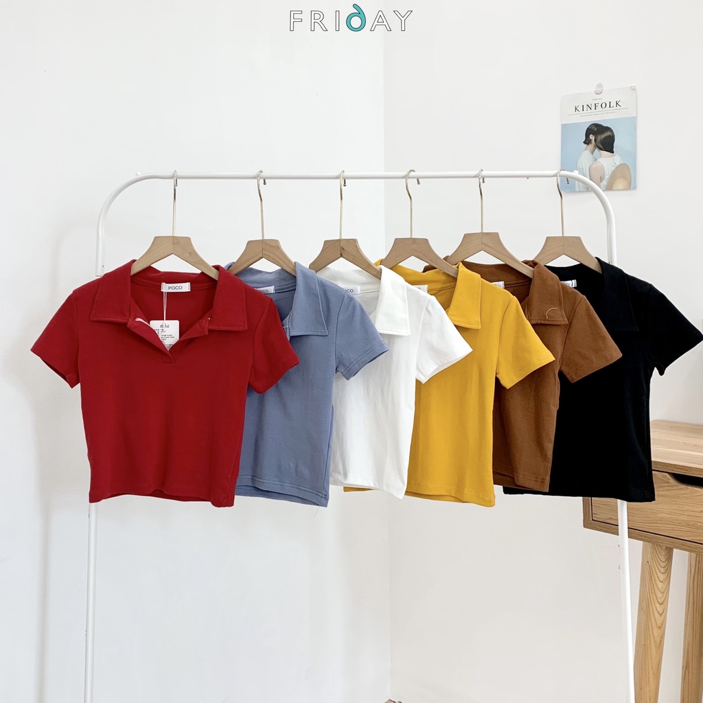 Áo polo crotop Poco FRIDAY 2BD706A họa tiết trơn