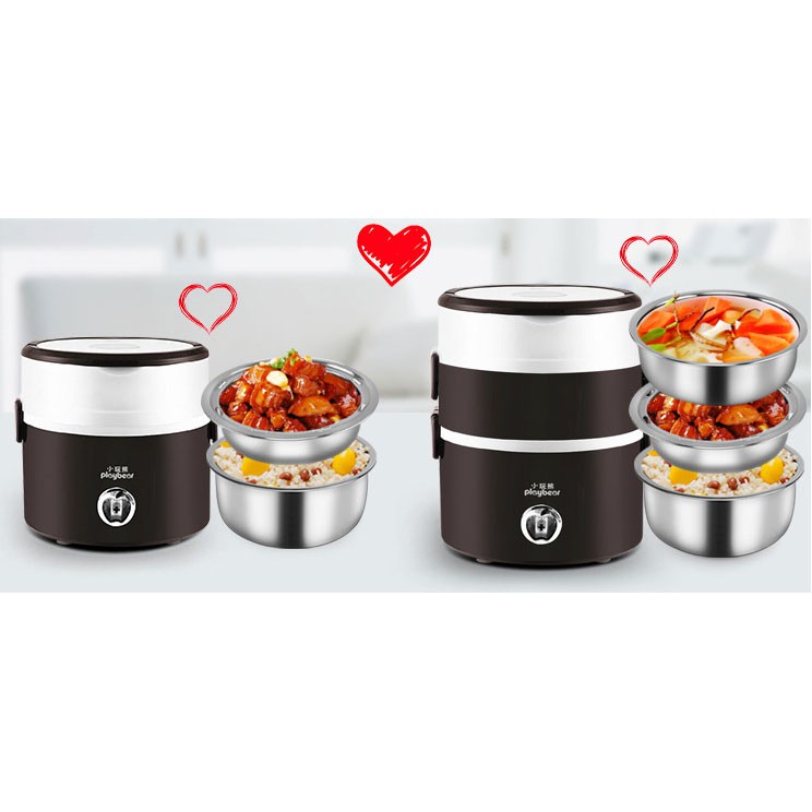 Hộp cơm playbear 3 tầng nấu và tự ngắt | BigBuy360 - bigbuy360.vn