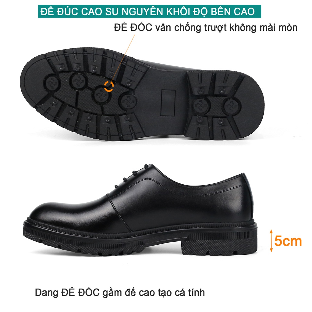 Giày nam đế đốc cao da bò nappa cao cấp G122 Bụi leather- Trẻ trung năng động- Bảo hành 12 tháng