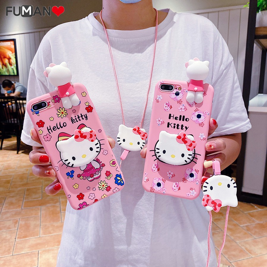 Ốp Lưng Mềm In Hình Mèo Kitty Có Gương Và Dây Đeo Cho Oppo A71 F9 Pro F1 Lite F5 F1S F3 Lite A83 A1