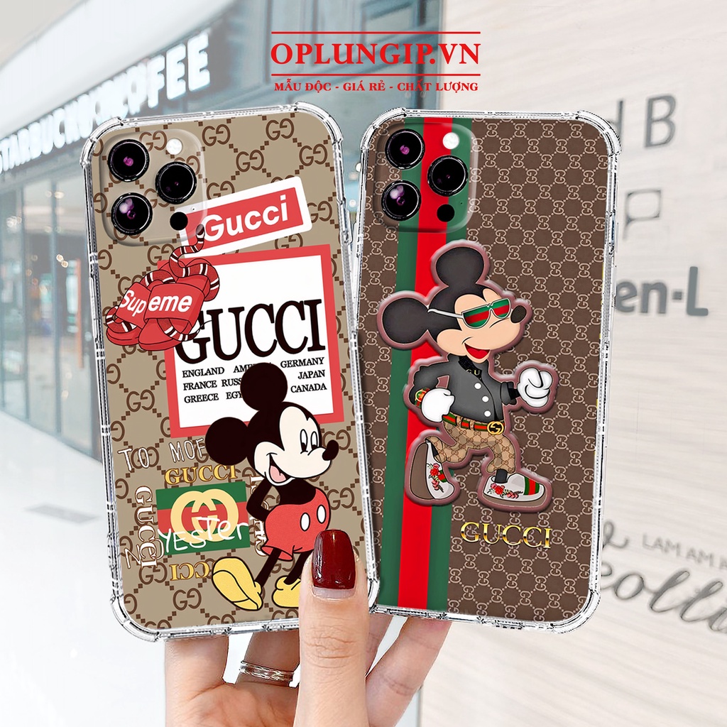 Ốp lưng iphone trong suốt Mickey gucci chống sốc cho iphone 14 13 pro max 11 12 pro max mini x r s max 6 s 7 8 plus