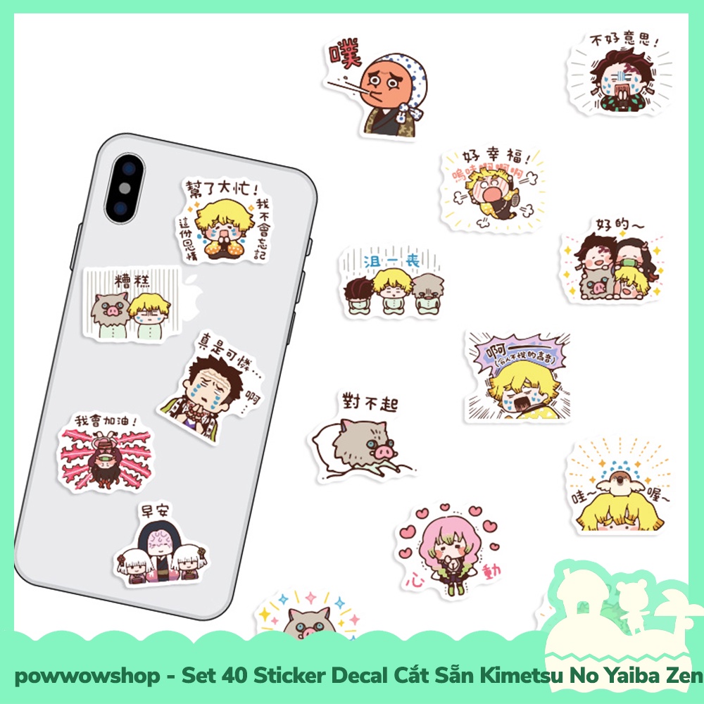 [Sẵn VN - Hỏa Tốc] Set 40 Sticker Mini Decal Dán Trang Trí Vật Dụng Mẫu Kimetsu No Yaiba The Days Of Zenitsu