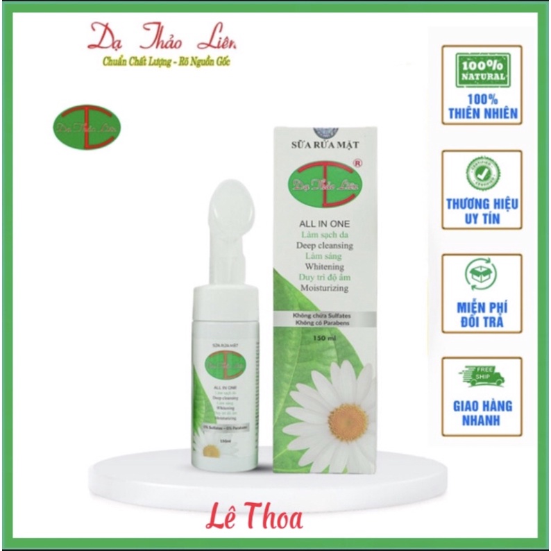 Sữa Rửa Mặt da dầu, da khô giúp làm sạch nhanh chóng, dưỡng ẩm và trẻ hóa làn da Dạ Thảo Liên 150ml