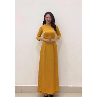 Áo Dài Lụa Tô Châu - Màu Vàng ( hàng kỹ - hình thật )