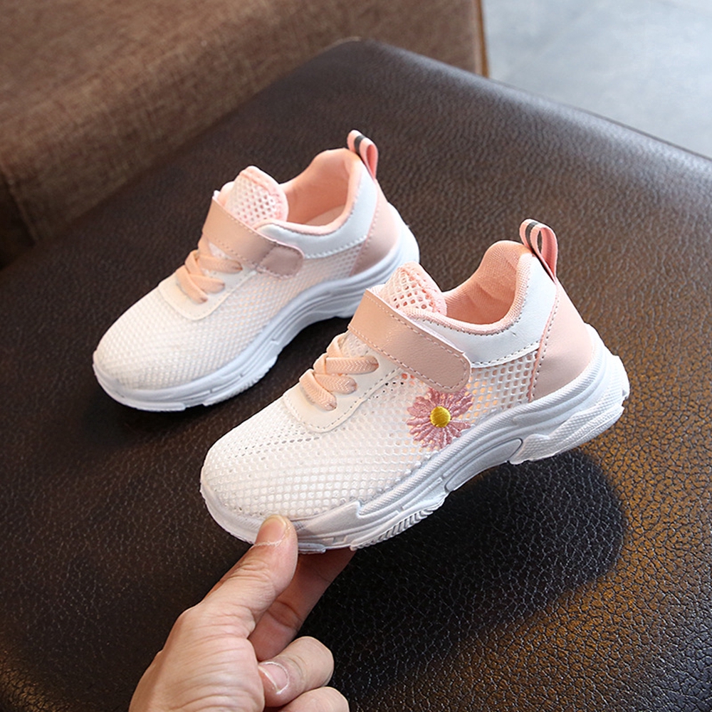 1-12 Years Fashion Daisy Infant Toddler Sport Running Shoes for Kids Girls Sneakers Pink Net Shoes Size 22-33