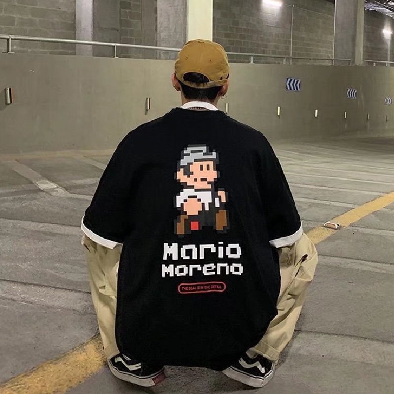 Áo Thun Dáng Rộng Cổ Tròn In Họa Tiết Hoạt Hình Phong Cách Đường Phố Thời Trang Mùa Hè Dành Cho Nam Nữ Size M-8XL