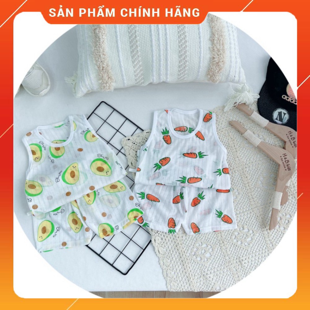 Bộ Cotton Giấy Ba Lỗ Cho Bé Trai Bé Gái Sơ Sinh 5-15kg Hàng Đẹp