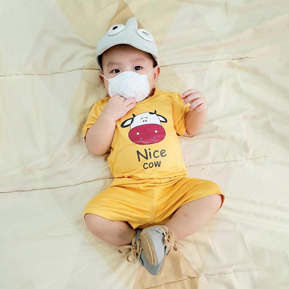 Set Quần Áo Ngắn Tay Cho Bé Toli Cotton Dẻo, Mềm Mịn Thoáng Mát, Co Giãn 4 Chiều