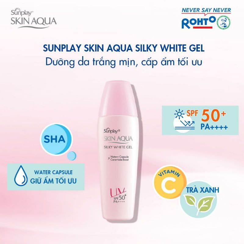 Gel chống nắng dưỡng da trắng mượt Sunplay Skin Aqua Silky White Gel SPF 50+, PA++++ 30g