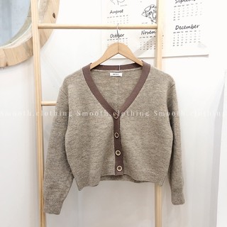 Áo cardigan lông thỏ kẻ viền