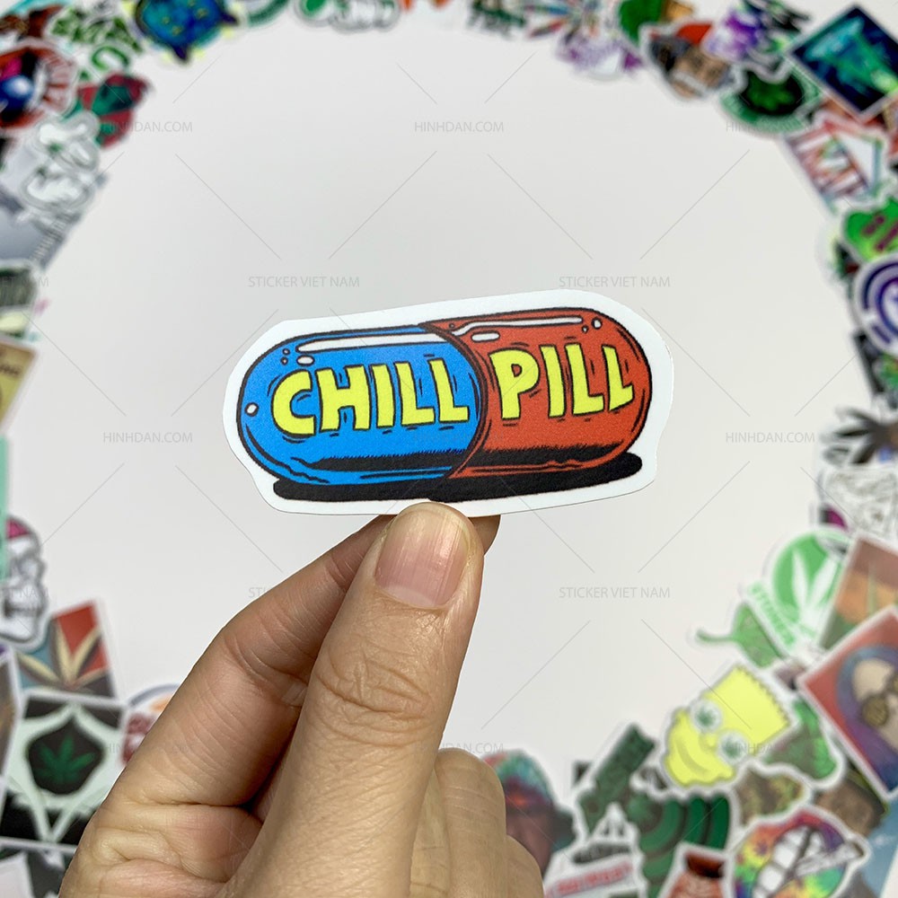 [HCM] Sticker Chill Out Ngầu Lá Cỏ Trang Trí Laptop, Nón Bảo Hiểm, Máy Tính, Laptop, Vali, Xe Máy | Sticker Việt Nam