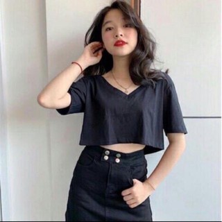 (Ảnh thật kèm video)Áo croptop cổ tim hot Tiktok thun giấy đẹp
