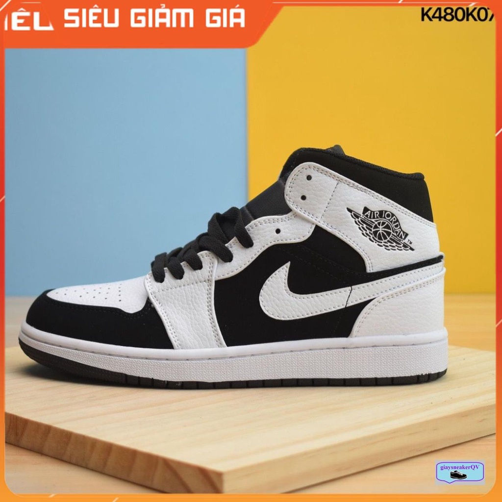 Giày thể thao nam nữ Air Jordan 1 Mid White Black xu hướng thời trang hot hit, năng động