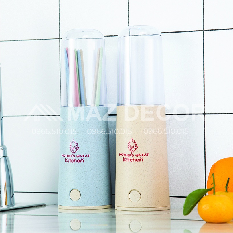 Giá sỉ Ống cắm đũa lúa mạch có nắp đậy giá rẻ đẹp dày dặn tiện dụng đa năng