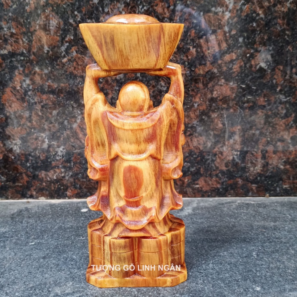 Tượng phật di lặc dâng vàng gỗ huyết long cao 20