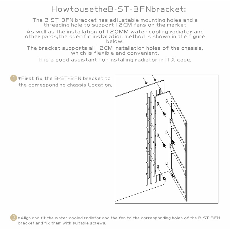 Bykski Giá Đỡ Tản Nhiệt b-st-fn Bằng Kim Loại Kích Thước 120mm / use Cho Quạt Tản Nhiệt 12cm - 24cm - 36cm