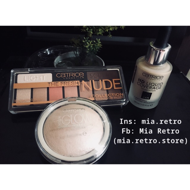 Combo Kem nền+ phấn bắt sáng + bảng mắt Catrice